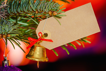 Image showing Christmas bell with a card