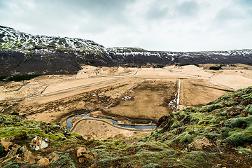 Image showing Mountain view with moss on cliffs