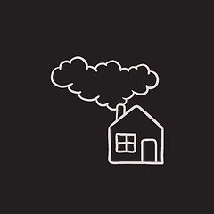 Image showing Save energy house sketch icon.