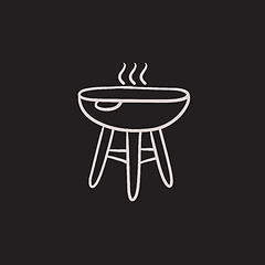 Image showing Kettle barbecue grill sketch icon.