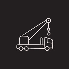 Image showing Mobile crane sketch icon.