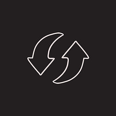 Image showing Two circular arrows sketch icon.