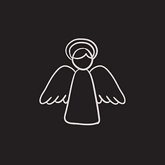 Image showing Easter angel sketch icon.