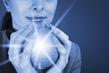 Image showing Globe in a girl's hands