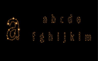 Image showing alphabet letters from glittering gold stars