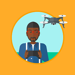 Image showing Man flying drone vector illustration.
