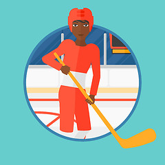 Image showing Ice hockey player with stick vector illustration.