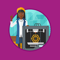 Image showing Woman with three D printer vector illustration.