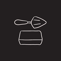 Image showing Spatula with brick sketch icon.