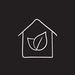 Image showing Eco-friendly house sketch icon.