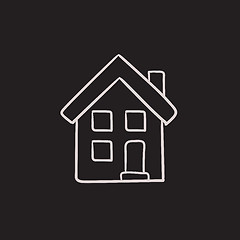 Image showing Two storey detached house sketch icon.