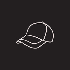 Image showing Baseball hat sketch icon.