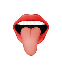 Image showing open mouth with red lips and protruding tongue