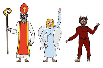 Image showing Angel, Devil and Saint Nicholaus