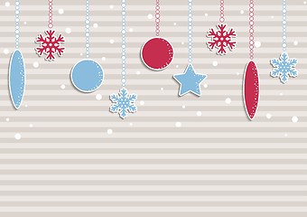 Image showing christmas illustration with stripes and snowflakes