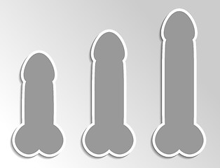 Image showing three different size penises
