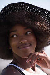 Image showing Close up portrait of a beautiful young african american woman sm