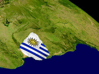 Image showing Uruguay with flag on Earth