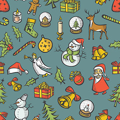 Image showing Christmas objects and elements seamless pattern