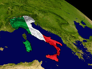 Image showing Italy with flag on Earth