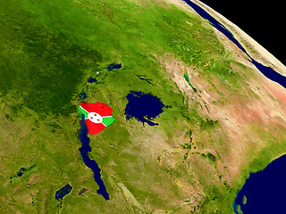 Image showing Burundi with flag on Earth