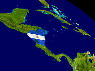Image showing Nicaragua with flag on Earth