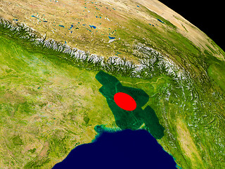 Image showing Bangladesh with flag on Earth