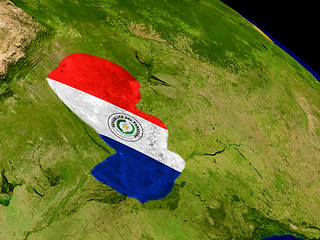 Image showing Paraguay with flag on Earth