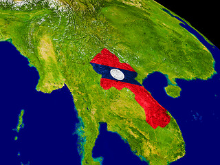 Image showing Laos with flag on Earth