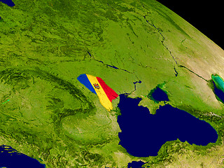Image showing Moldova with flag on Earth