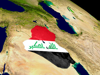 Image showing Iraq with flag on Earth