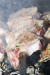 Image showing cooking kebab, close-up