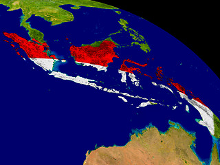 Image showing Indonesia with flag on Earth