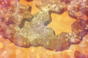 Image showing close up of ginger dough on wooden board