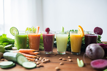 Image showing glasses with different fruit or vegetable juices