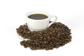 Image showing Hot Coffee and Beans