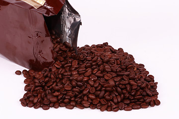 Image showing Spilled Bag of Coffee Beans