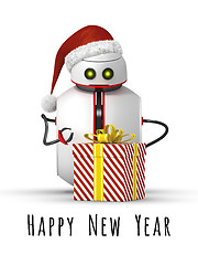 Image showing christmas robot with a gift
