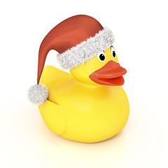 Image showing yellow rubber ducky with a christmas hat