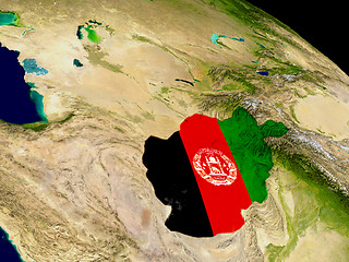 Image showing Afghanistan with flag on Earth