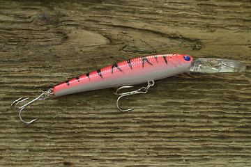 Image showing  red wobbler bait for fishing
