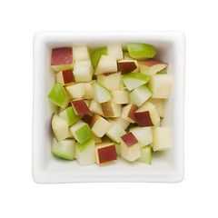 Image showing Diced green and red apple