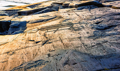 Image showing Fragment Of Onega Petroglyphs On The Cape Besov Nos