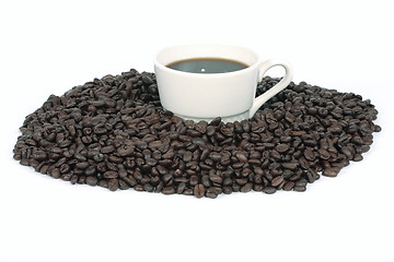 Image showing Hot Coffee and Beans