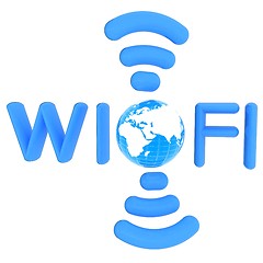 Image showing wifi earth icon. 3d illustration