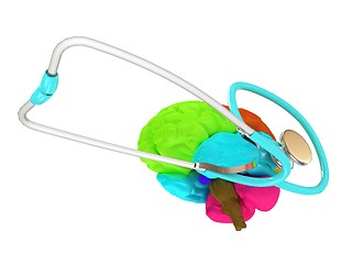 Image showing stethoscope and brain. 3d illustration