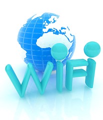 Image showing wifi earth icon. 3d illustration