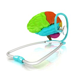 Image showing stethoscope and brain. 3d illustration