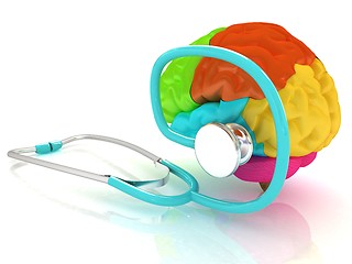 Image showing stethoscope and brain. 3d illustration