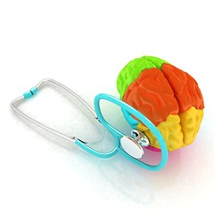 Image showing stethoscope and brain. 3d illustration